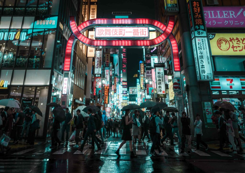 Neon Lights and Urban Energy in Tokyo