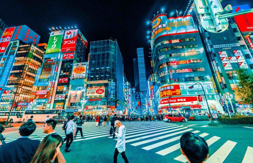 Neon Lights and Urban Energy in Tokyo