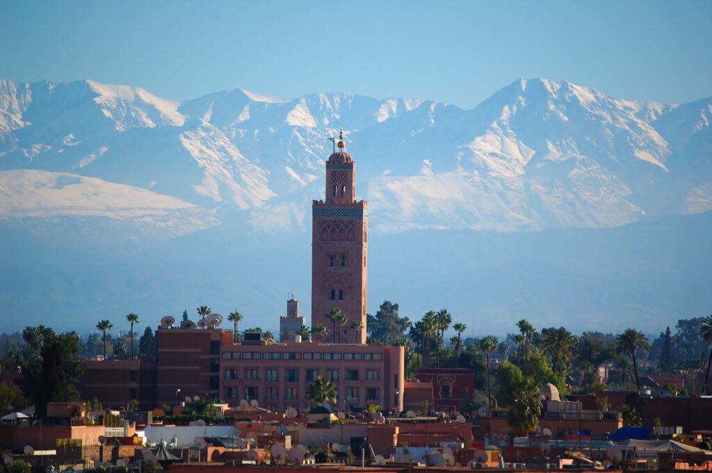 City and mountain view , Marrakech, Morocco