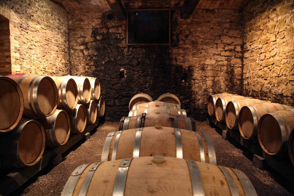 Wine barrels in the cellar