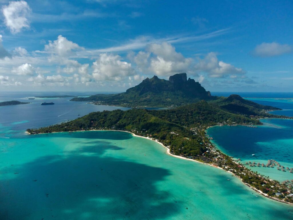 the Romantic island, Bora Bora from above 